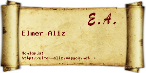 Elmer Aliz névjegykártya